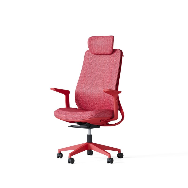 Enhance Your Workspace High Back Executive Red Mesh Office Chair with Lumbar Support