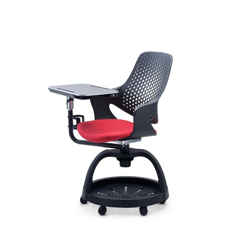 BLACK-RED Plastic Student Chair With Tablet And Adjustable Height For Office Training