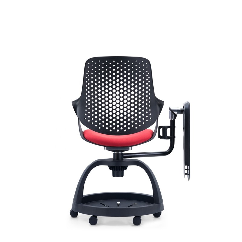 BLACK-RED Plastic Student Chair With Tablet And Adjustable Height For Office Training