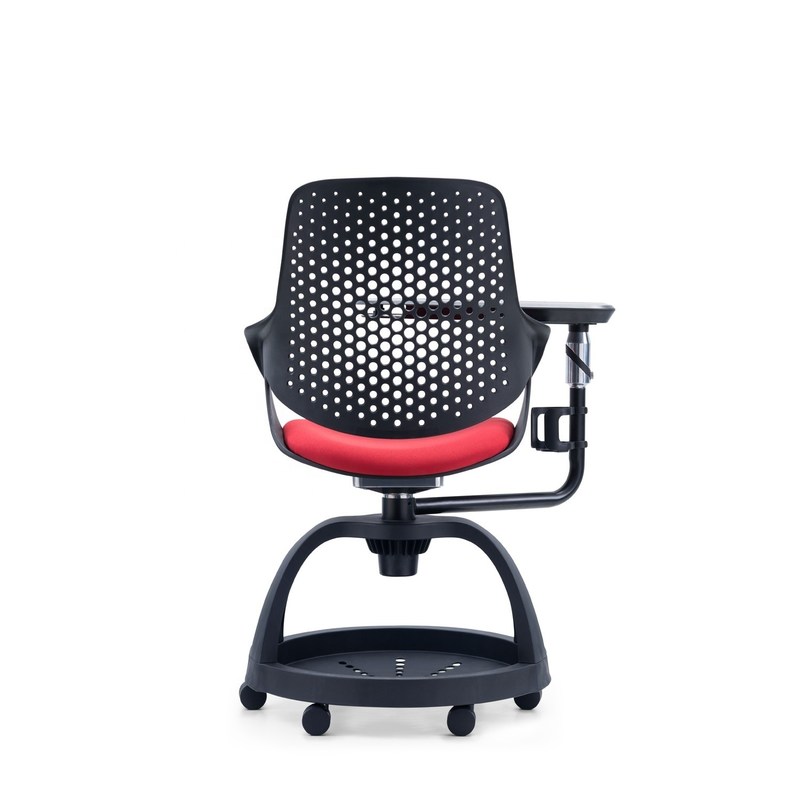 BLACK-RED Plastic Student Chair With Tablet And Adjustable Height For Office Training