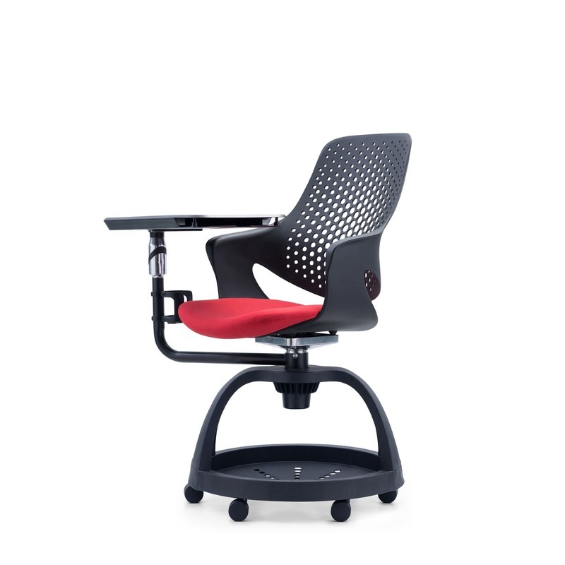 BLACK-RED Plastic Student Chair With Tablet And Adjustable Height For Office Training