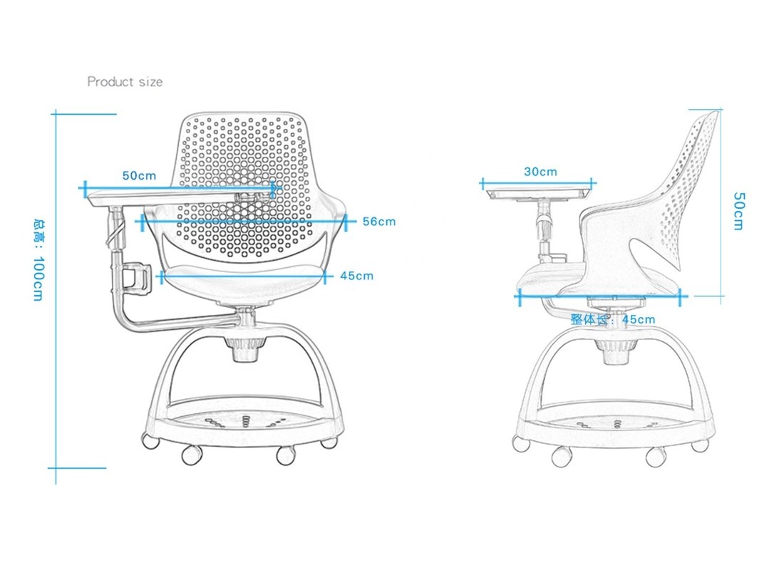 صناعة جيدة كرسي الطالب البلاستيكي مع الكمبيوتر اللوحي كرسي المكتب التنفيذي 620 * 950 * 940MM