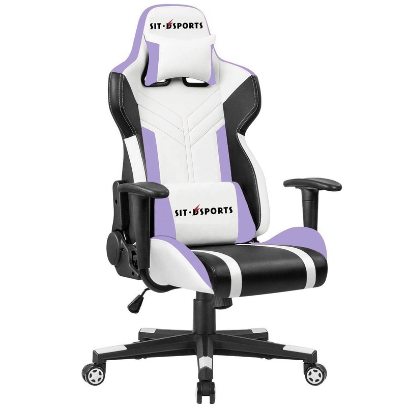 White PU Leather Racing Gaming Chair for Comfortable Gaming in Office/Home/Apartment