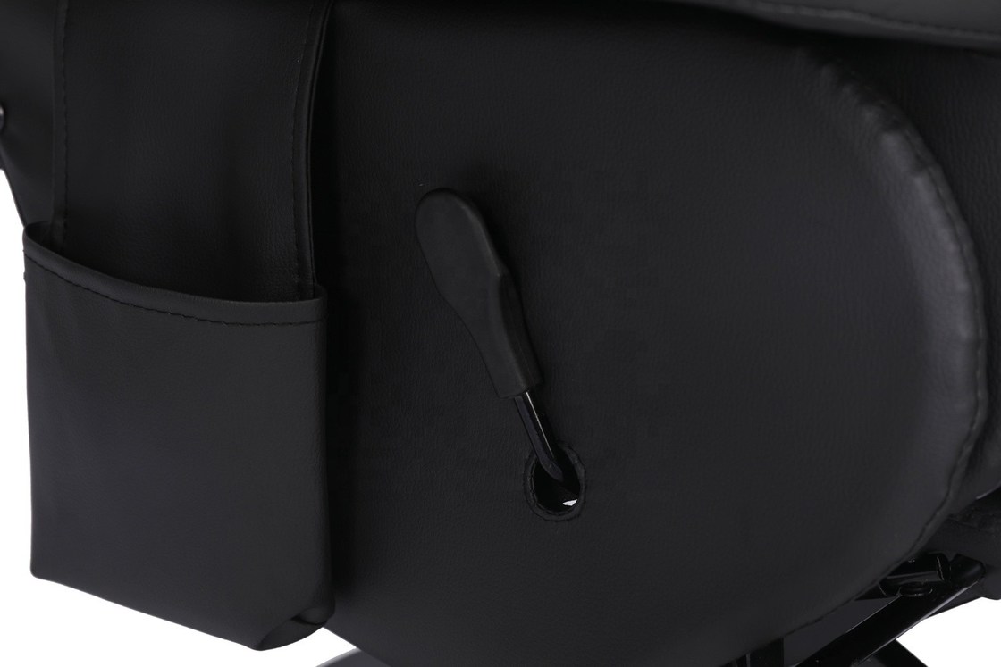 أريكة ألعاب فاخرة باللونين الأسود/الأزرق على طراز السباقات مع حامل أكواب وإضاءة LED ومسند للقدمين