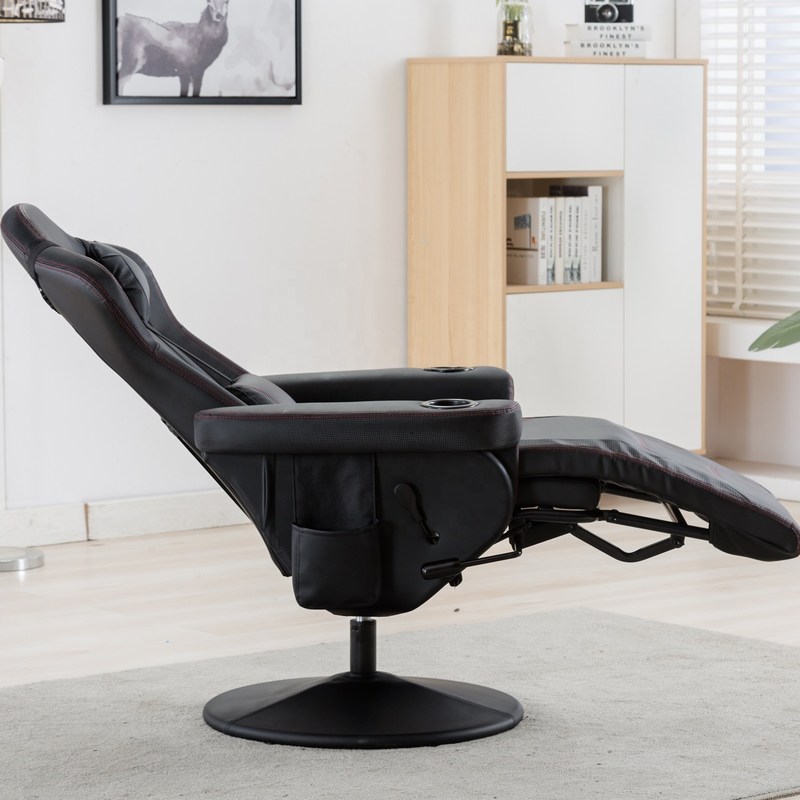 Gaming Chair With Cup Holder Pink Racing Style Leather Ergonomic Seat Swivel Sofa For Home