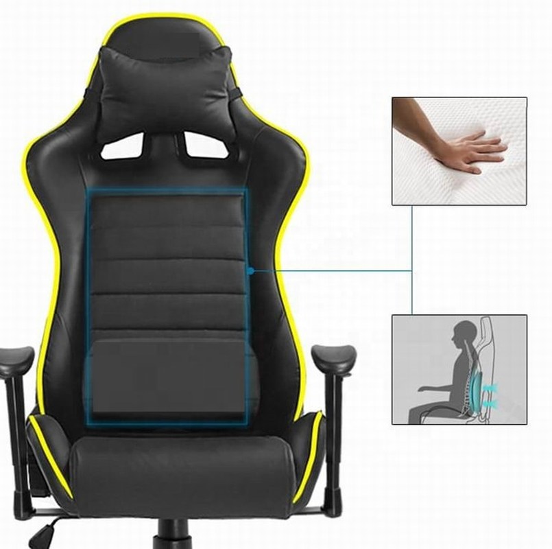 HCYZ RGB LED Light PC Gamer Chair with Backrest Adjustable 90-180 and Massage Function